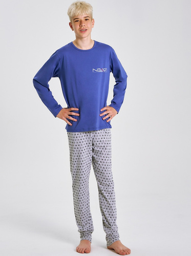 Chlapecké pyžamo Emil 3506 Taro - bavlna, dlouhý rukáv, modré
