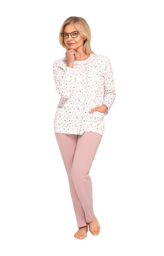 202 Maria III Dámské pyžamo Martel 30 cappuccino - bavlna, zapínání na zip, dlouhý rukáv