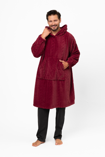 Reno Kocobluza Italian Fashion burgundy - oversize, měkký bipolární, unisex, s kapucí