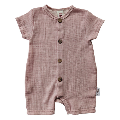 Baby Rampers Just Muslin 02235RR Makoma rose - mušelín 100% bavlna, krátký rukáv