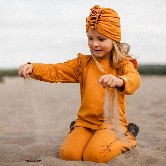 Simply Comfy Dětské legíny do zvonu Eevi honey- 100% bavlna, pohodlné a stylové