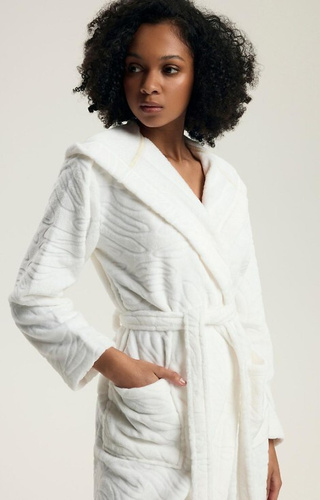 43612 Daryl Dámský župan Henderson krémový - s kapucí, reliéfní vzor