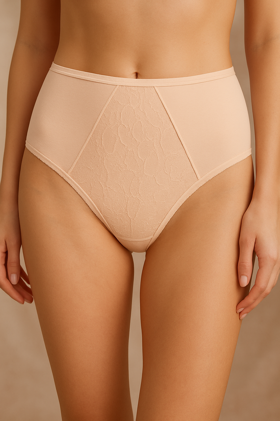 VF-435 - Dámské krajkové kalhotky s vysokým pasem Vena nude