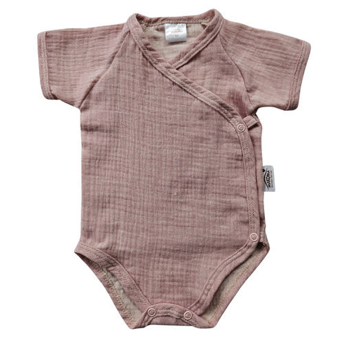 Mušelínové body Just Muslin 03235KR Makoma rose - krátký rukáv, obálka, 100% bavlna