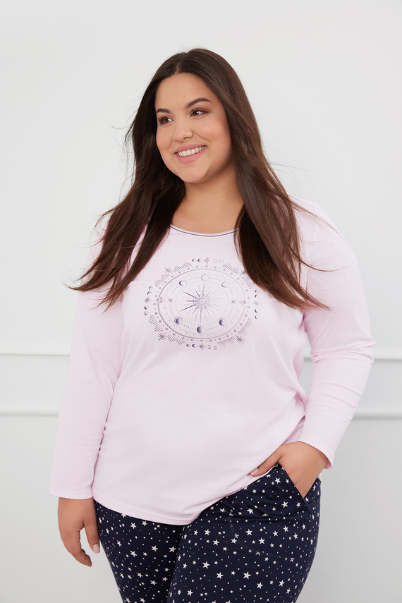 Arugia Dámské pyžamo s dlouhým rukávem, dlouhé kalhoty Italian Fashion - růžová/potisk