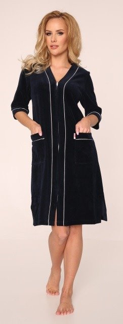 974 / 352 Dámský župan z veluru Forex - tmavě modrý