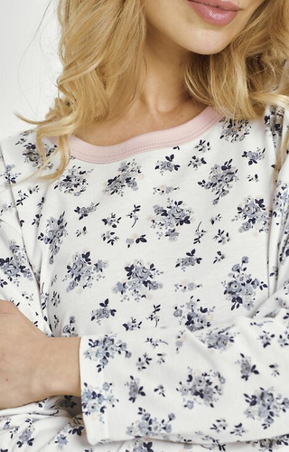 3452 Martina Dámské tričko Taro - bavlna, květinový vzor, dlouhý rukáv