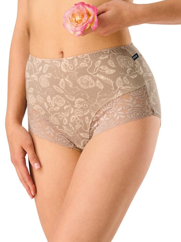 Dámské kalhotky LPF 599 Key béžovo-mokka maxi bikini – Vysoká kvalita, komfort a elegantní krajka