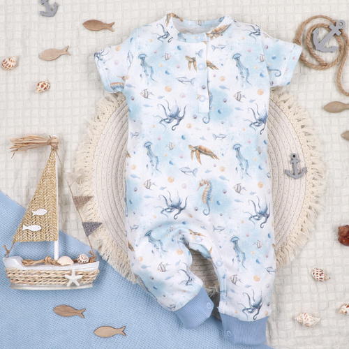 ABN-5452 Sea Of Joy Nini baby Rampers - organická bavlna, pohodlné patentky