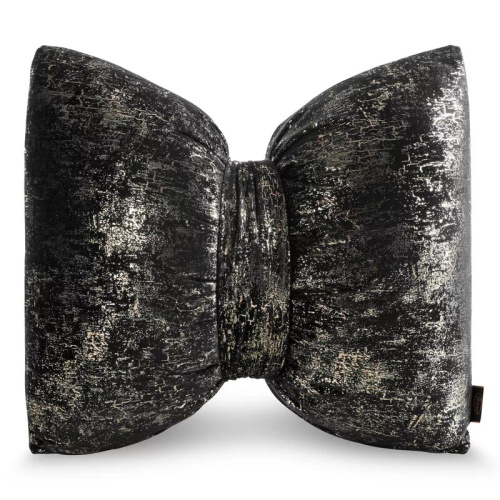 Vánoční polštář 1 Eurofirany černý 45x55 - sametová mašle