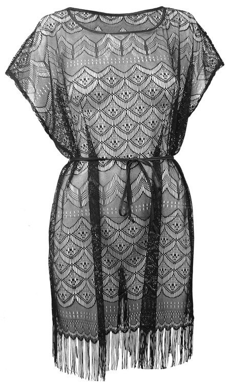 Anais 318 krajkové pareo s třásněmi De Lafense - lehká plážová košilka | S-XXL