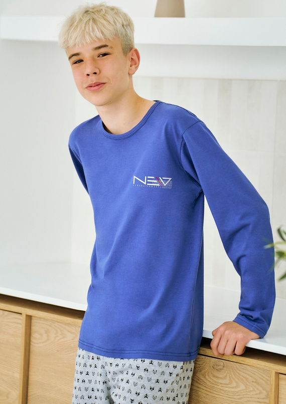 Chlapecké pyžamo Emil 3506 Taro - bavlna, dlouhý rukáv, modré