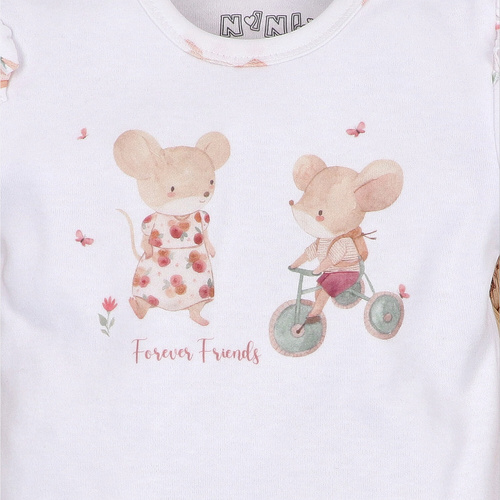 Dětské body Nini Little Mouse organická bavlna zapínání na rameni krátký rukáv