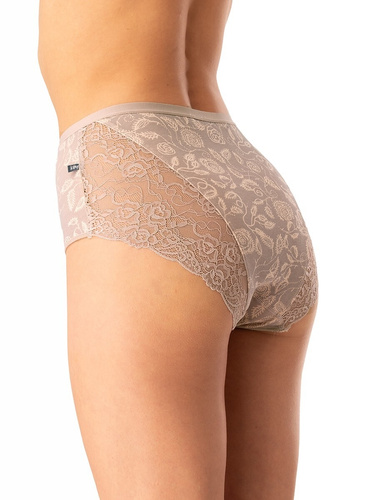 Dámské bavlněné kalhotky Key LPF 590 béžové - 2 ks v krabičce, vzadu krajka