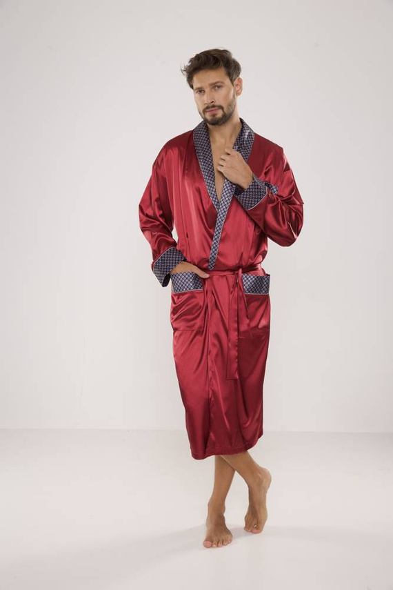 940 Forex pánský saténový župan - bordó