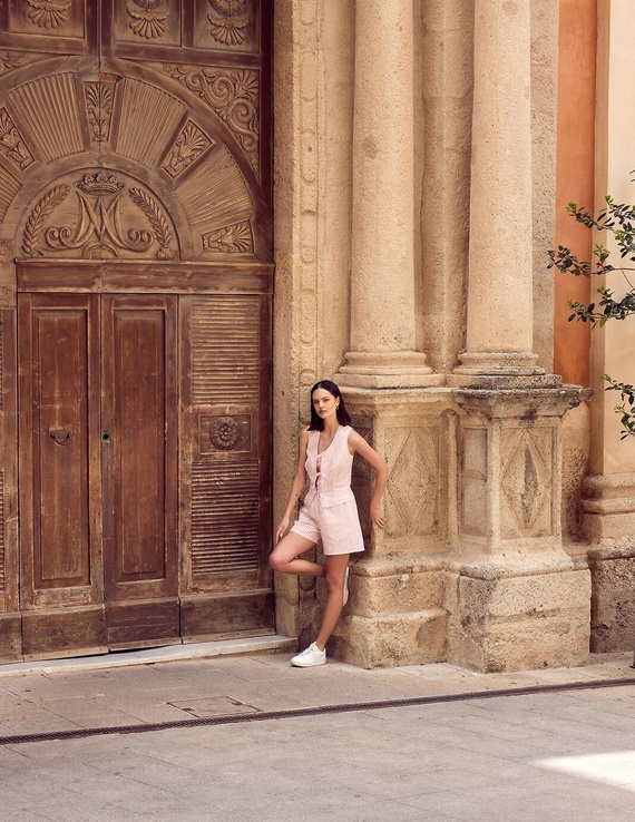 Dámské pyžamo Donata Sensis - ecru-zelené