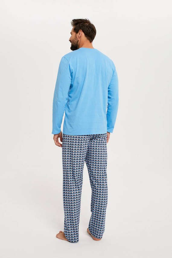 Jaromir Pánské dlouhé kalhoty s dlouhým rukávem Italská móda - modrá/potisk