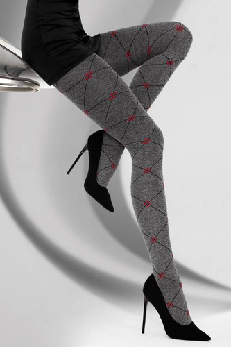 Lirana 40 den Melange/červené punčocháče LivCo Corsetti