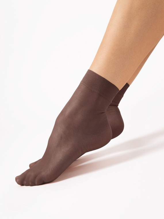 Dámské ponožky Fiore C 1100 Maja 15 den hladké lycra 2 páry-mocca