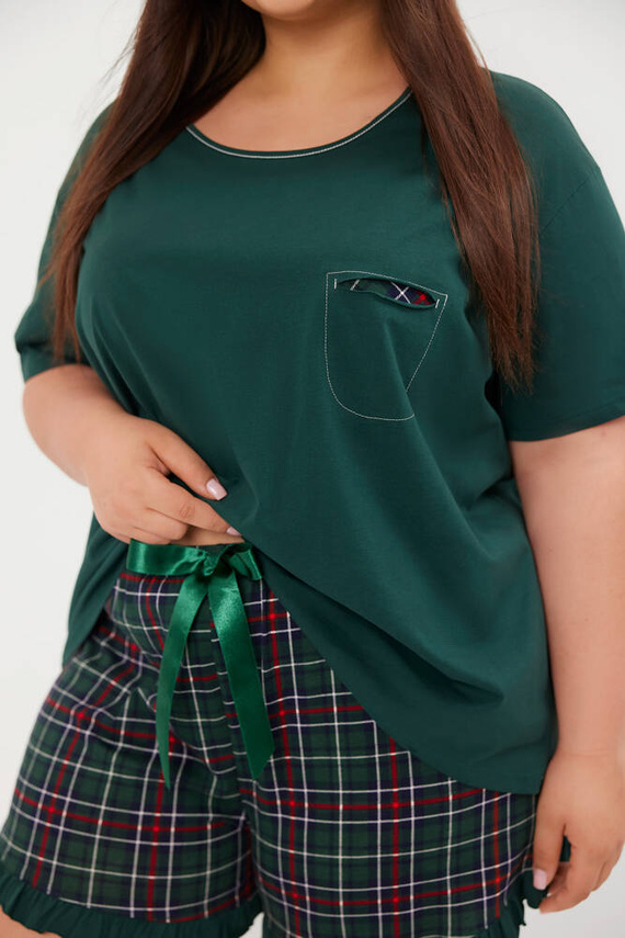 Foggia Dámské pyžamo s krátkým rukávem, šortky Italian Fashion - zelená/potisk