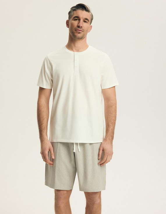 Pánské pyžamo Henderson 43454 Nigri krémové – 100% bavlna na léto