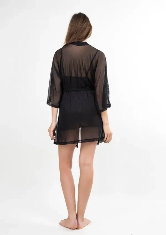 Zora tylový župan černý Dkaren | elegantní dámský župan z tylu