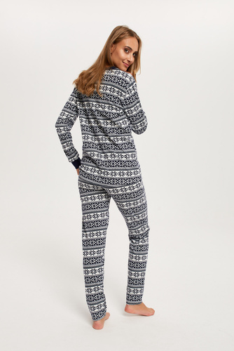 Alaska Dámské pyžamo s dlouhým rukávem, dlouhé kalhoty Italian Fashion - potisk/zelená