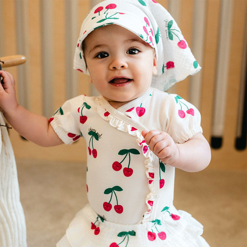 Kojenecké body Eevi Cherry krátký rukáv bavlna pohodlné