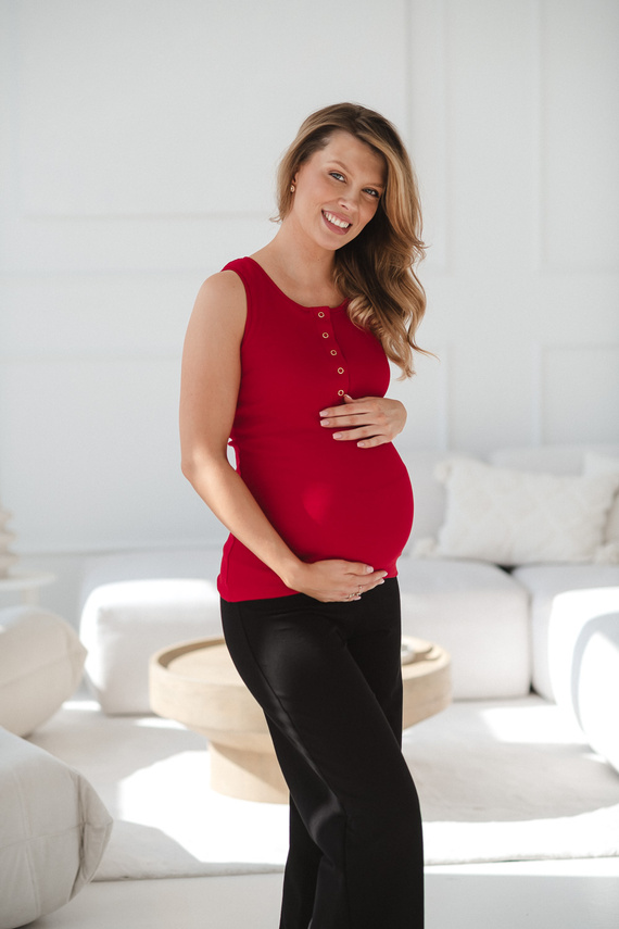 Těhotenské a kojicí tílko Tummy Milk&Love žebrovaná bavlna red