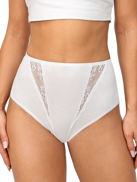 Kalhotky 238 Donna white - bavlněné dámské kalhotky s krajkovými vsadkami