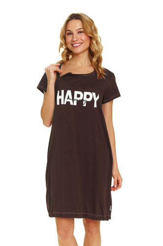 9504 Doctor Nap - Těhotenská a kojící noční košile z bavlny - komfort a pohodlí pro budoucí maminky - hnědá barva