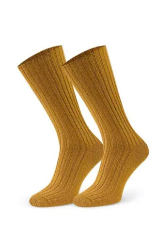 Art.185 Ponožky Steven 011 mustard - dámské žebrované z jehněčí vlny, zimní