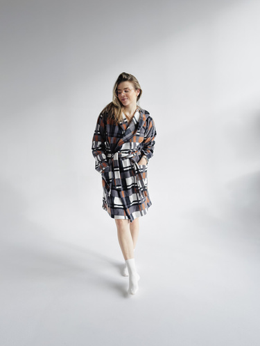 031 De Lafense županová přikrývka - hřejivý fleecový dámský župan Super Cozy, velbloudí barva