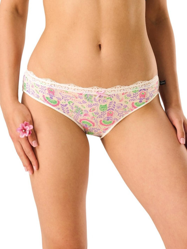 LPR 460 Key bílo-růžové bikiny - Vzorovaná viskóza, mini bikiny, elastická krajka, 2 kusy