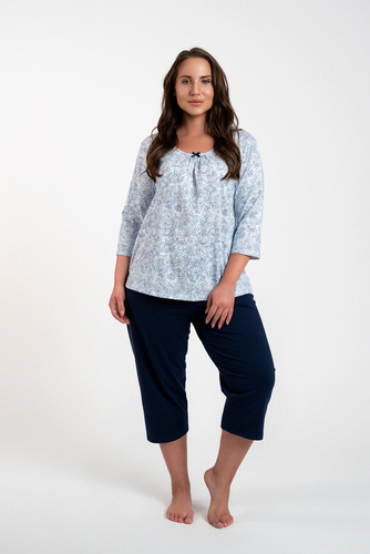 Antonia Dámské pyžamo 3/4 rukávy, 3/4 kalhoty Italian Fashion - modrý/zelený potisk