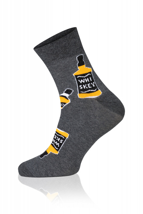 S121Z Whiskey Long Socks Italian Fashion - tmavě melanžové/žluté