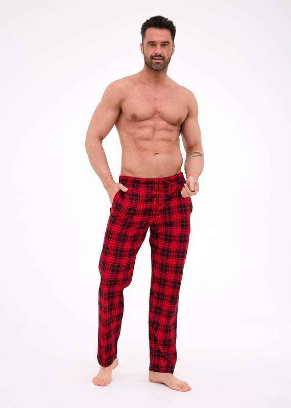 691/60 Pánské pyžamové kalhoty Cornette - dlouhé, kostkované, bavlna
