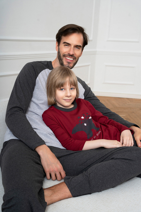 Chlapecké pyžamo Morten Italian Fashion burgundy/c.melange