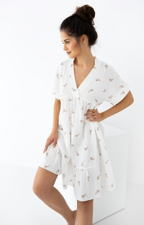 Mušelínová noční košile Nastia Sensis - ecru