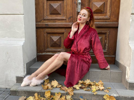 628 Abigail Dlouhý dámský župan Forex - bordó