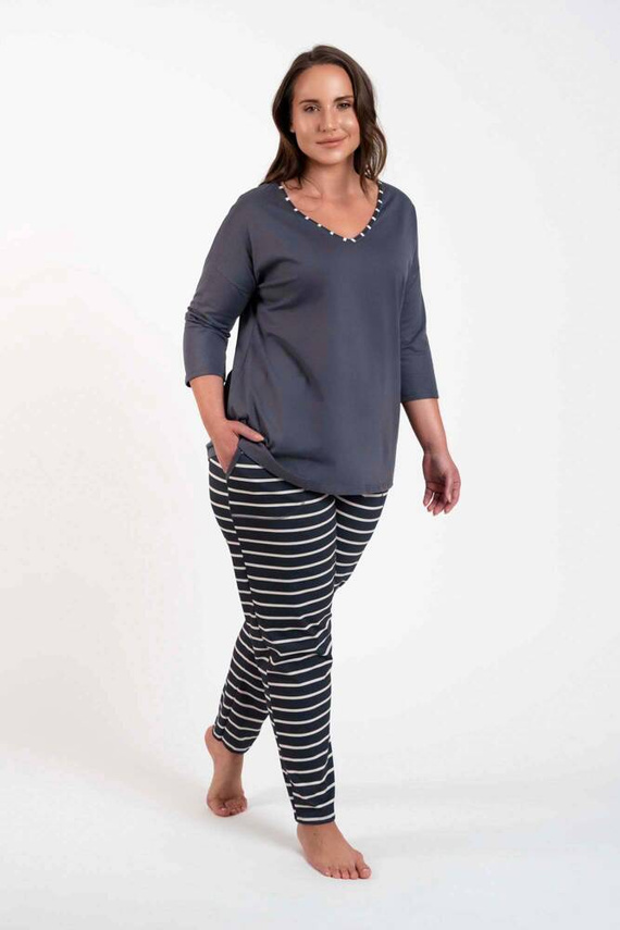 Betty Dámské pyžamo 3/4 rukáv, dlouhé kalhoty Italian Fashion - grafitový/grafitový potisk