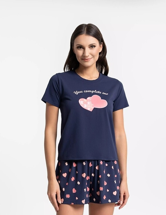 Dámské pyžamo Moraj PDD3900-020 tmavě modrá bavlna, krátký rukáv, krátké šortky