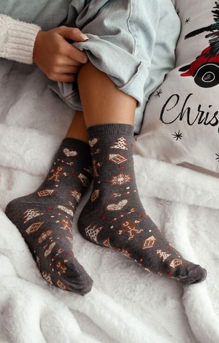1283-038 Dámské ponožky Gingerbread Milena dark melange - sváteční, barevné, bavlněné