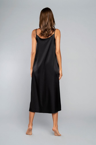 Noční košile s úzkými ramínky, dlouhá Italia Fashion - černá