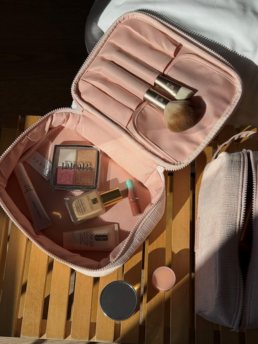 Kosmetická taštička Large Sensis – Elegantní, Místo na Štětce, S Rybím Materiálem a Zipem