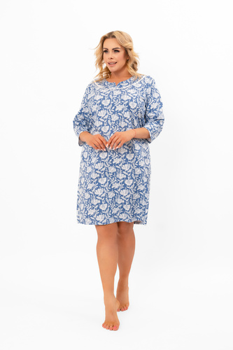 Dámská noční košile Bisali - bavlna, ¾ rukáv, květinový vzor Italian Fashion