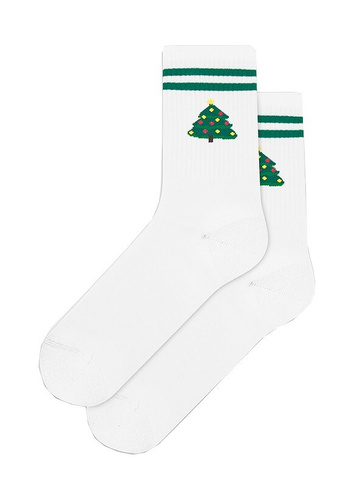 U04.N56 Gatta Christmas Socks - unisex bavlněné ponožky s vánočním motivem, vzor 996 white