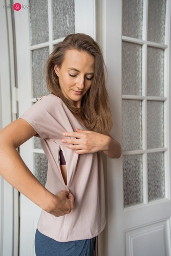 Two Ways bluzka ciążowa i do karmienia dwustronna krótki rękaw  Milk&Love beżowy