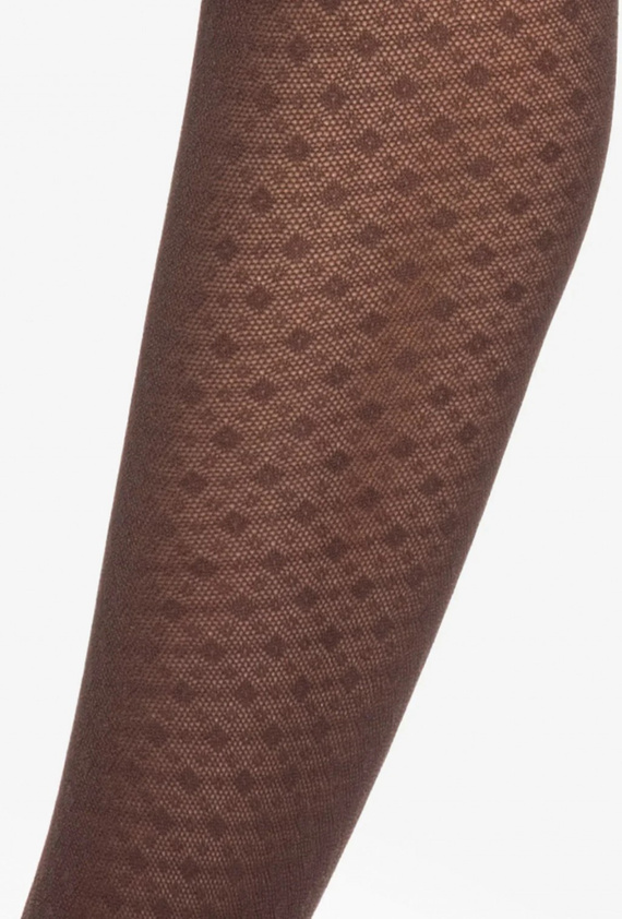 Gatta Wedel wz.03 Punčocháče 40 den - geometrický vzor, tmavě čokoládová barva