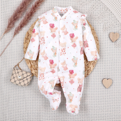 Kojenecký overal Nini Little Mouse 100% bio bavlna – pro novorozence